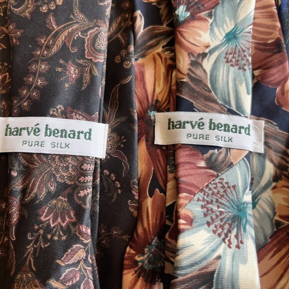 Harve' Benard Ties Lot of 3 Vtg Floral Patterns Pure Silk Black blue Rose Maroon - Picture 7 of 9